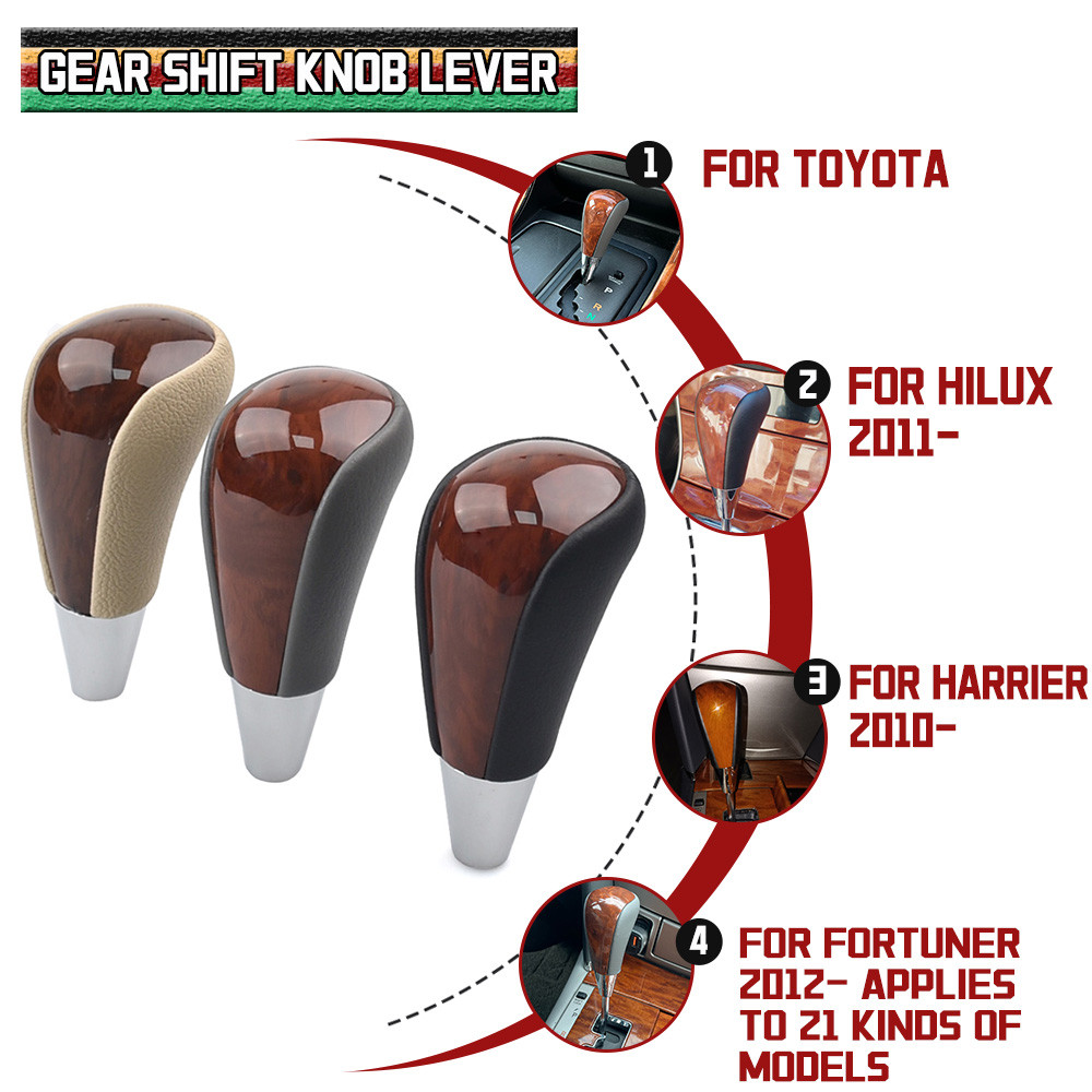 Gear Automatic Shift Lever Shifter Stick Knob PU Leather Car Styling For Toyota Hilux 2011 - Harrier