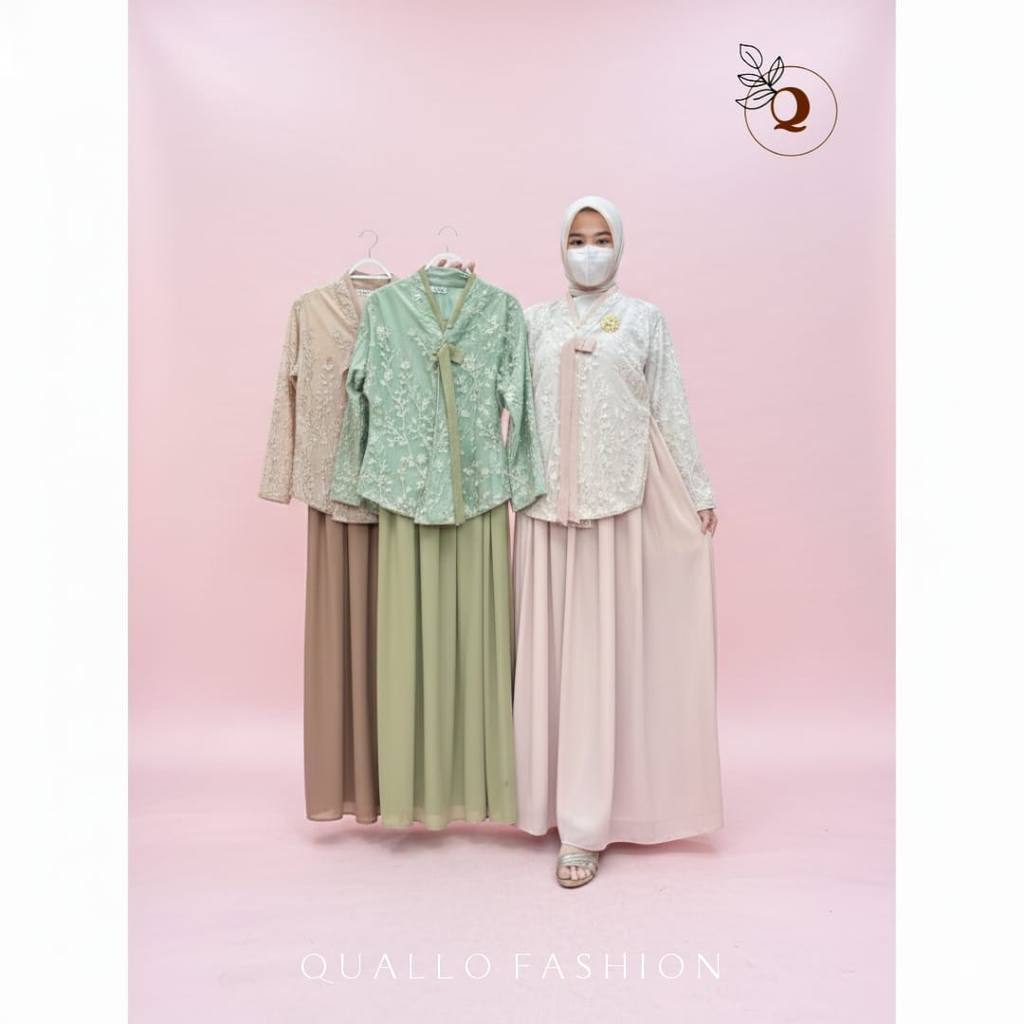 Quallo | Yumi Dress Hanbok Korea Style Terbaru 2026 - Gamis Modern Kekinian Muslimah - Dress Lebaran