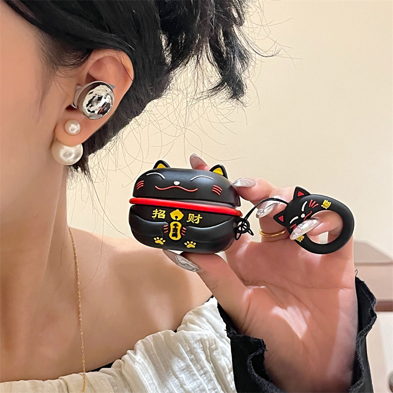 3D Cute Cartoon Lucky Cat Silicone Protection Headphones Cases for Samsung Galaxy Buds Live 2 Pro FE