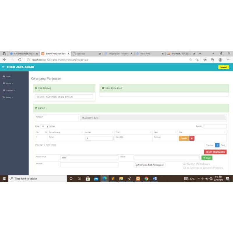 Aplikasi Kasir berbasis web