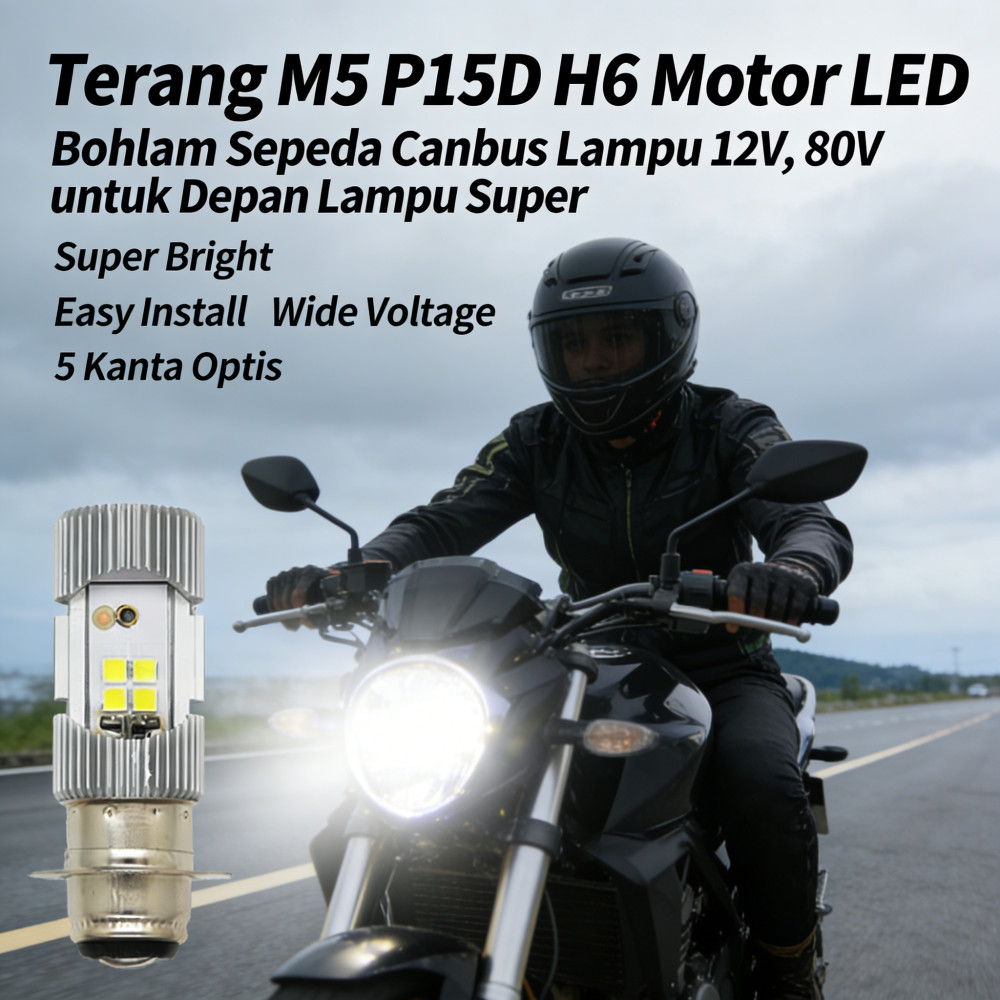 Lampu Depan Sepeda Motor LED Canbus 12V Bohlam Lampu Led Super Terang M5 P15D H6 Bohlam Lampu Motor 