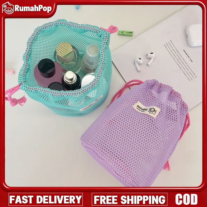 Pouch Serut Multifungsi Tas Serut Berkapasitas Besar Pouch Jaring Cosmetic Pouch Jaring Serut