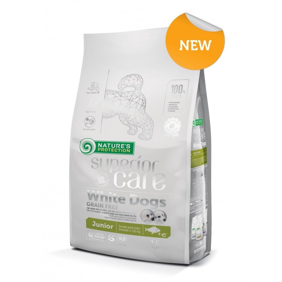 NATURE'S PROTECTION Superior Care White Dogs Junior White Fish Dry Dog Food 10 KG