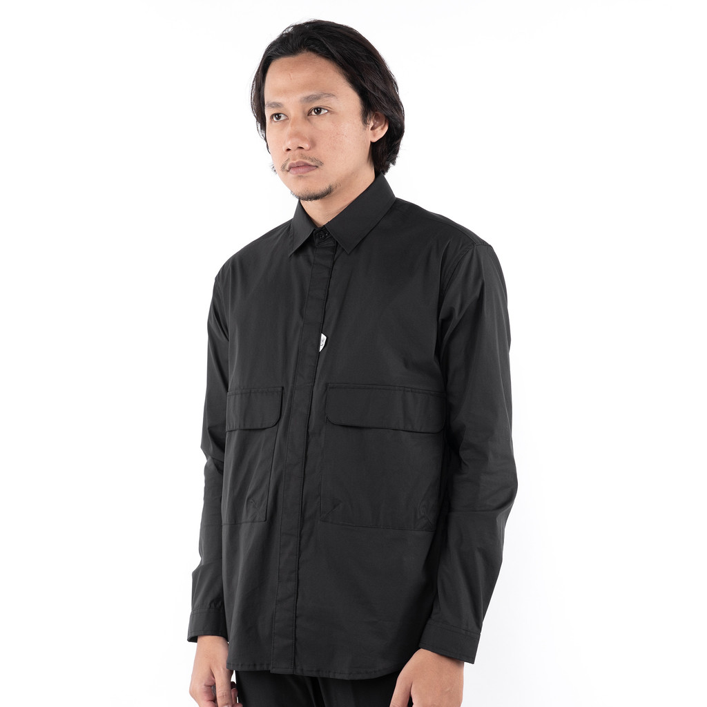 KEMEJA KATUN PRIA CASUAL SIMPLE POLOS LENGAN PANJANG HITAM ORIGINAL MATERNAL DISASTER | GLAZIER
