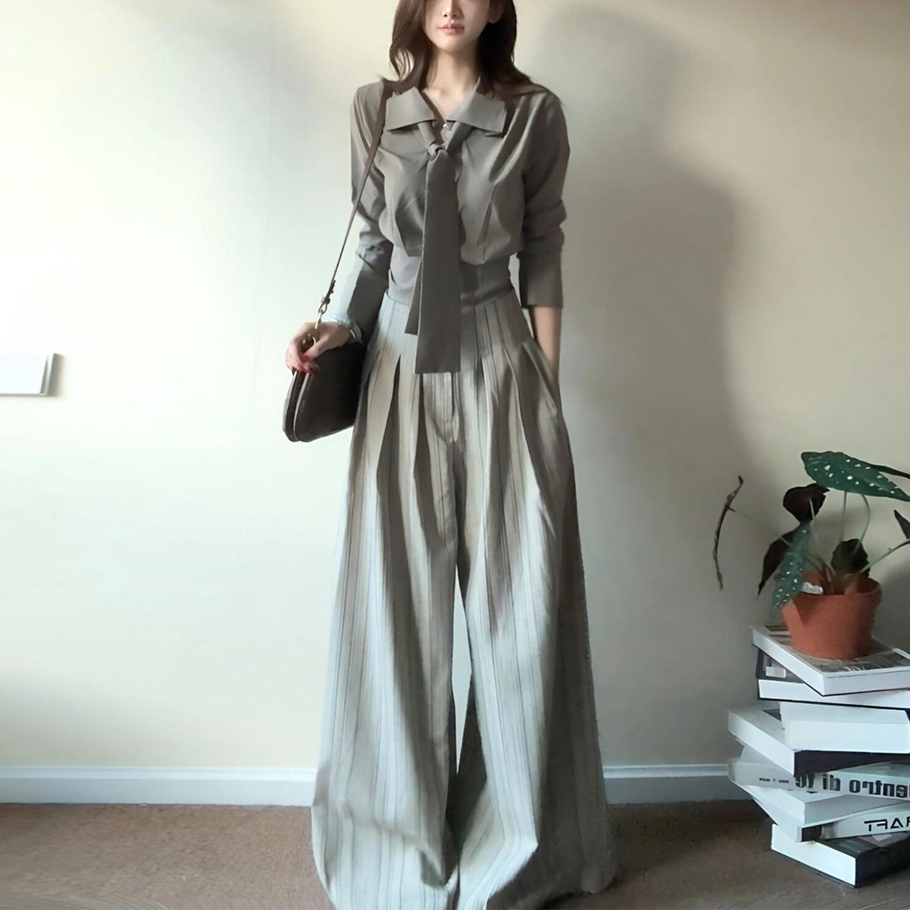 Setelan baju wanita lengan panjang gaya Korea baru untuk kegiatan sehari-hari