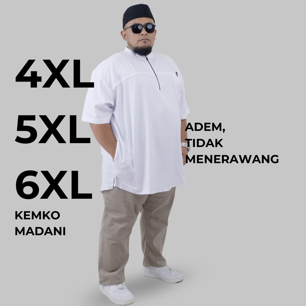 Koko Pria Jumbo 4XL 5XL 6XL Kemko Madani KABIRO Big Size Adem Formal Resleting Depan