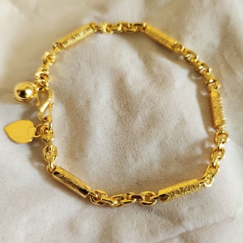 Gelang Balok Variasi Rantai Nori Lapis Emas 24k