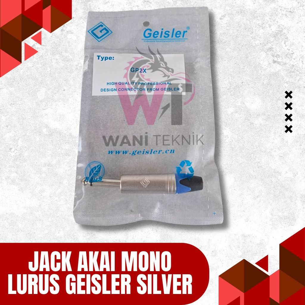 Jack Akai Mono Lurus Silver Geisler Untuk Amplifier