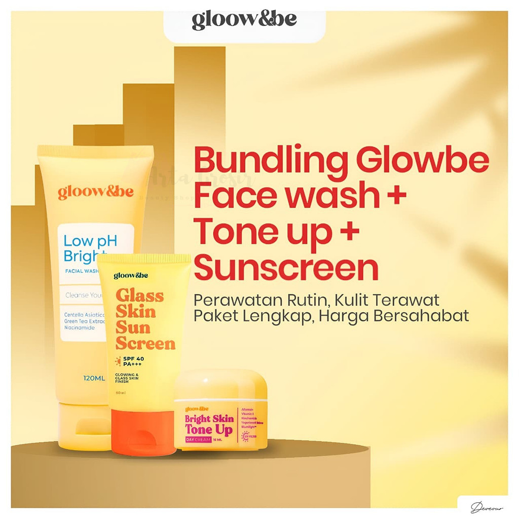 Glowbe Skincare Series – Face Wash Low pH, Moisturizer, Tone Up & Sunscreen SPF 40 PA++ – Single & B