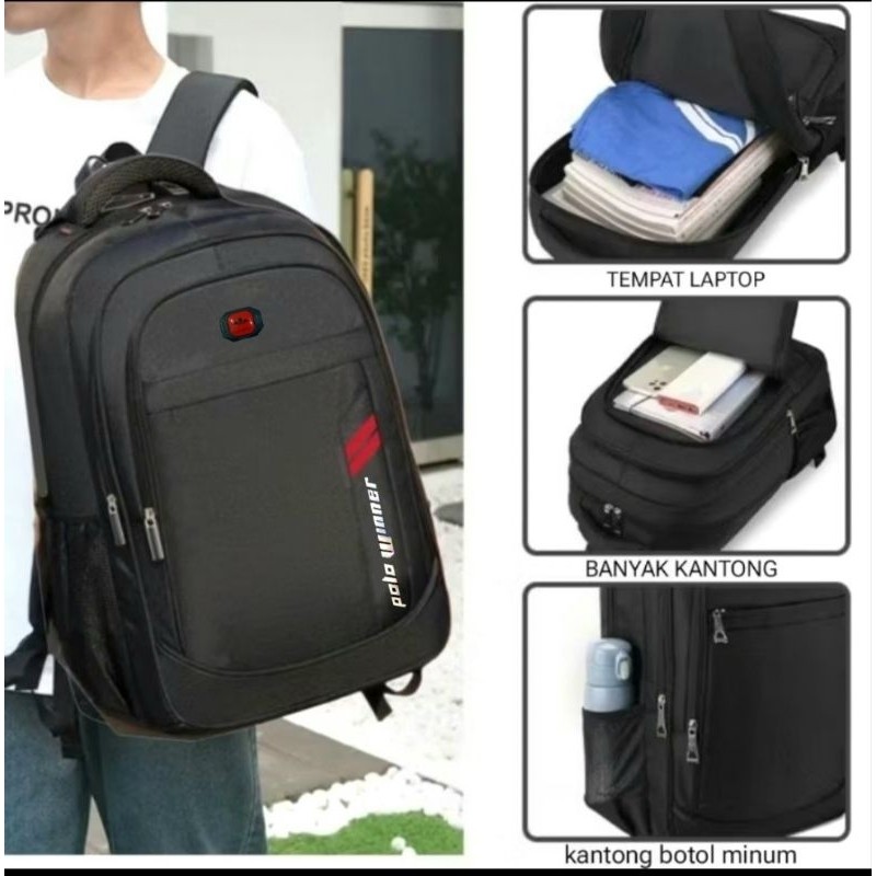 scelta hombre Tas Sekolah Pria Smp Sma Cowok Tas Punggung Ransel Laptop Pria Polo Winner 1274