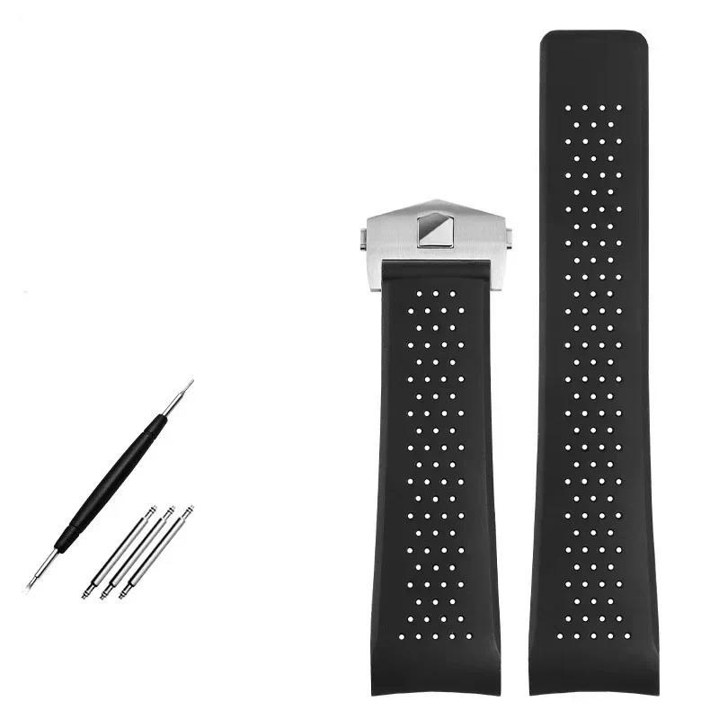 Natural Rubber Watchband For TAG HEUER GRAND CARRERA wristband Waterproof Sport Strap Soft Silicone 