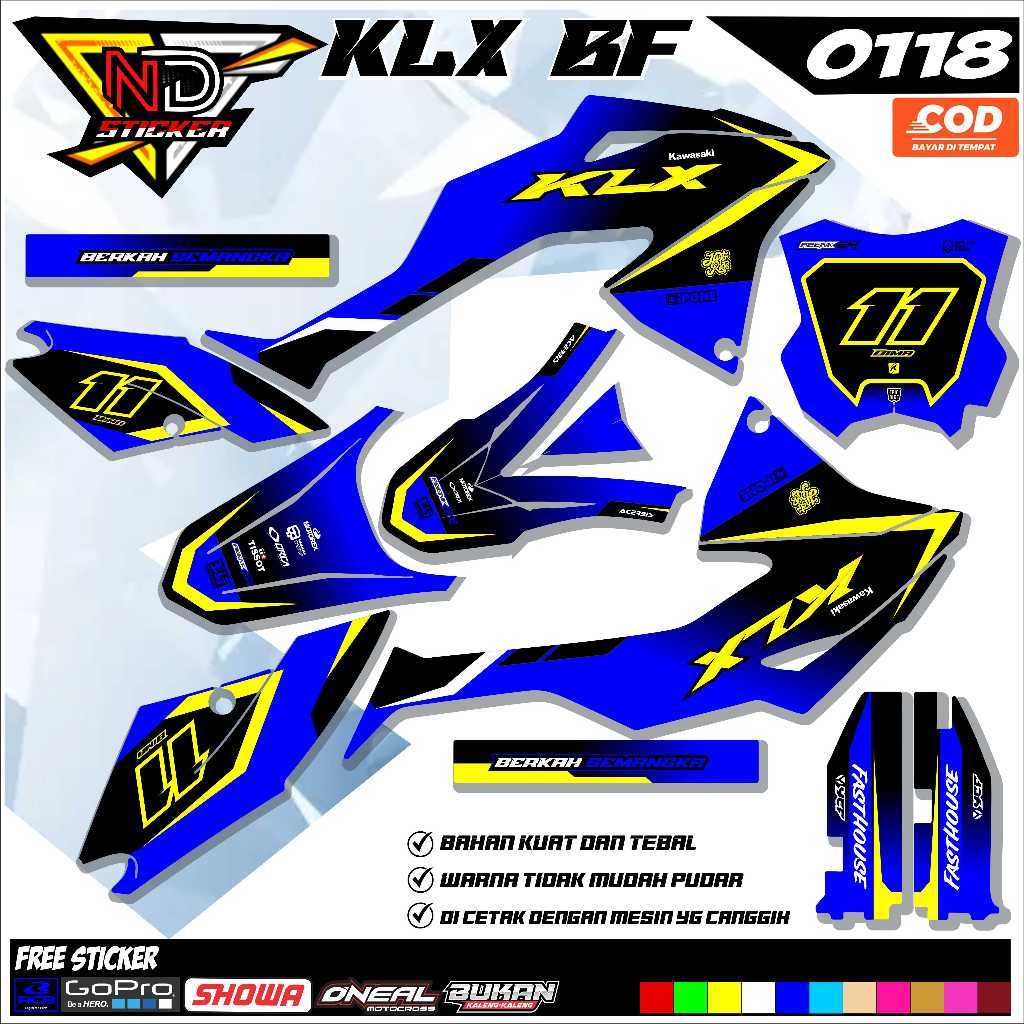 Decal Sticker Trail KLX 150 BF Fullbody - Dekal Stiker KLX BF/G/Extreme Desain Simpel Keren  kode...
