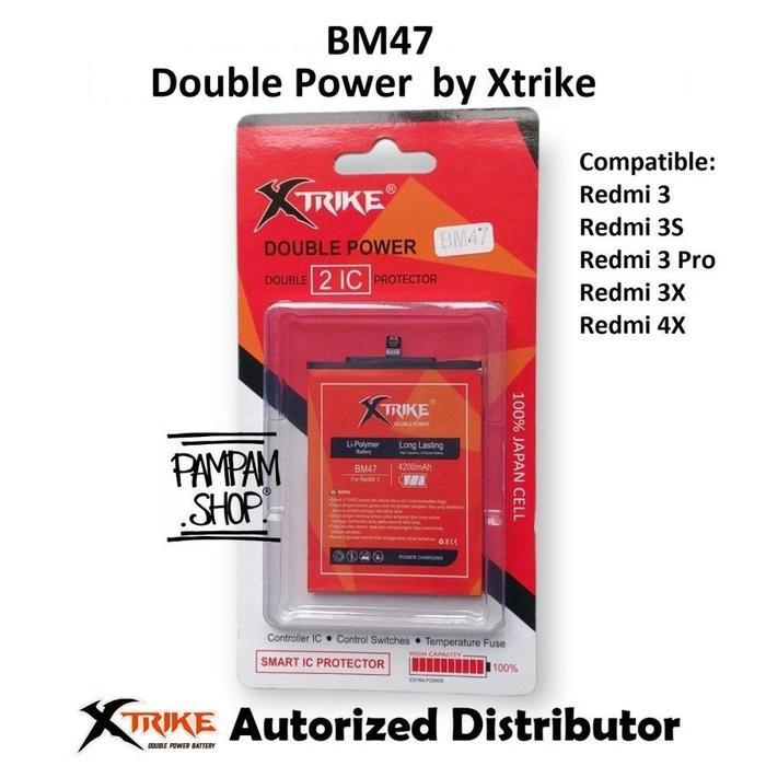 ID Mobile XTRIKE Baterai Double Power BM47 Compatible For Xiao Redmi 3 3S Pro 3X 4X Batre Batrai Bat