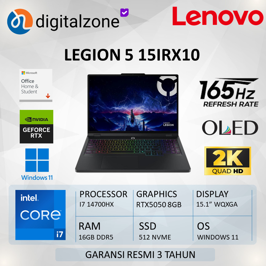 Lenovo Legion 5 15Irx10 83Ly00Hlid Rtx5050 8Gb I7 14700Hx 16Gb 512 15.1 Wqxga 165Hz W11+Ohs