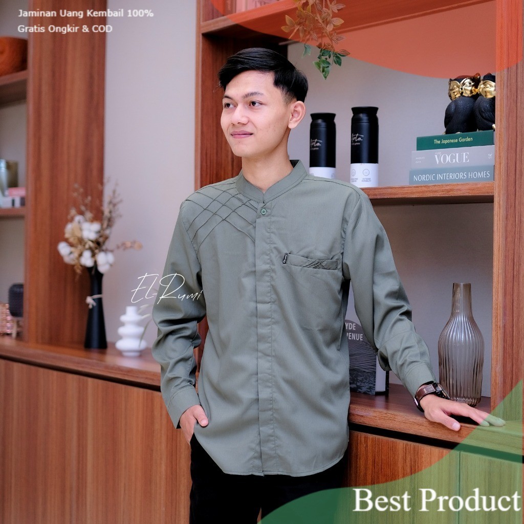 KEMEJA KOKO MARVEL original EL RUMI | koko dewasa lengan panjang Bahan Toyobo Premium Adem Warna Sag