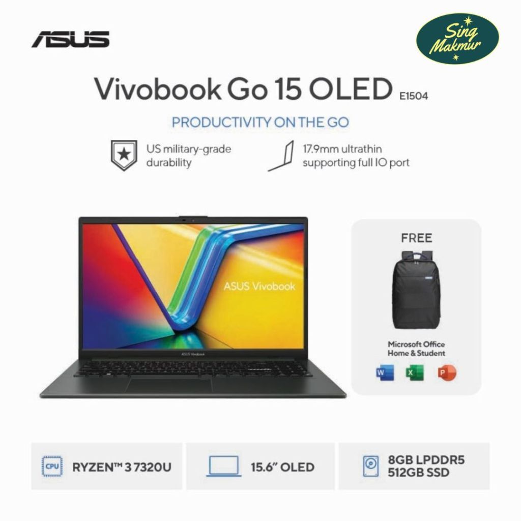 ASUS Vivobook Go 15 OLED E1504FA-OLED352 - AMD Ryzen 3 7320U / 8GB / 512GB / 15.6inch / WIN11 / OHS