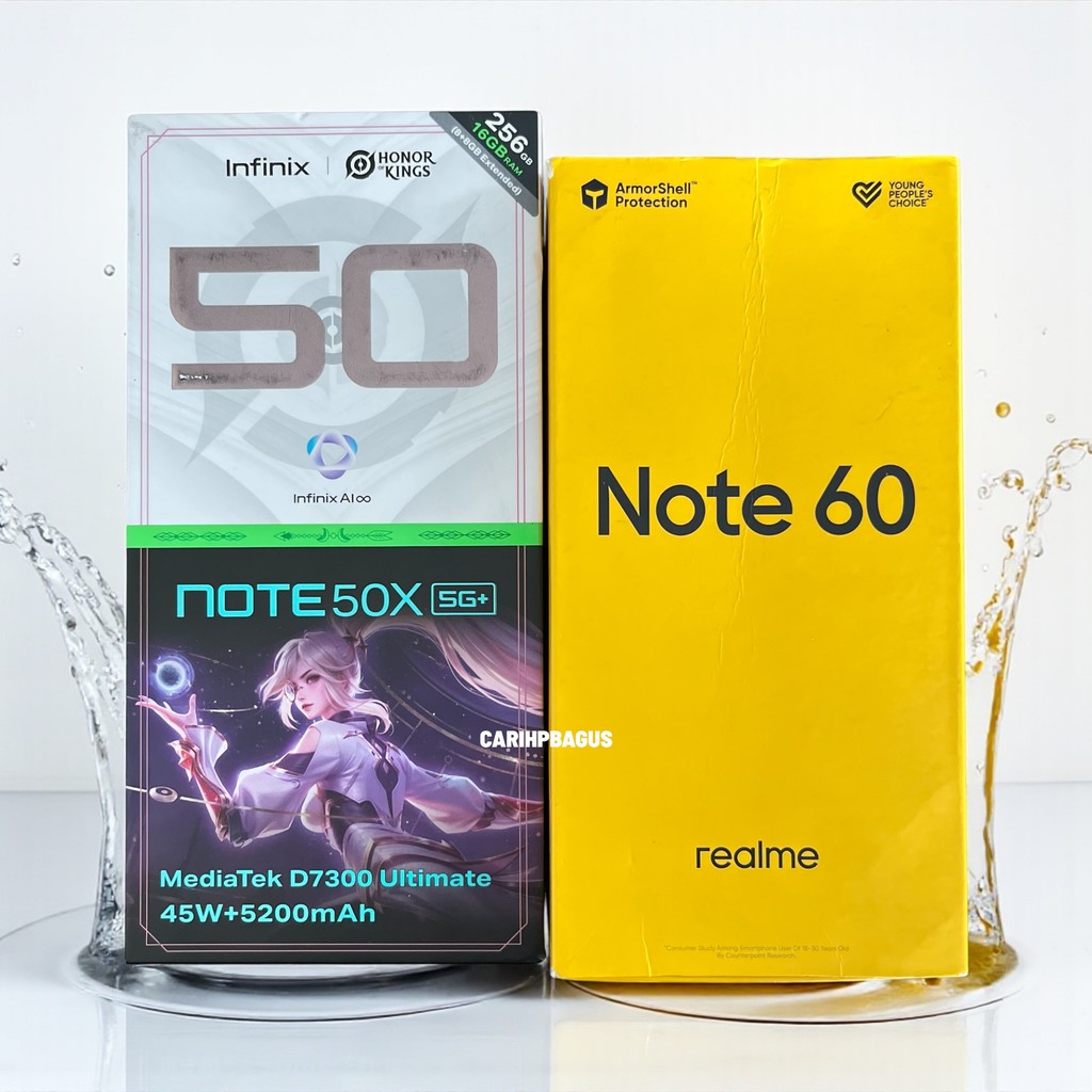 Second Infinix Note 50X 5G 8/256Gb & Second Realme Note 60 4/64Gb Mulus Fulset Seseuai Gambar
