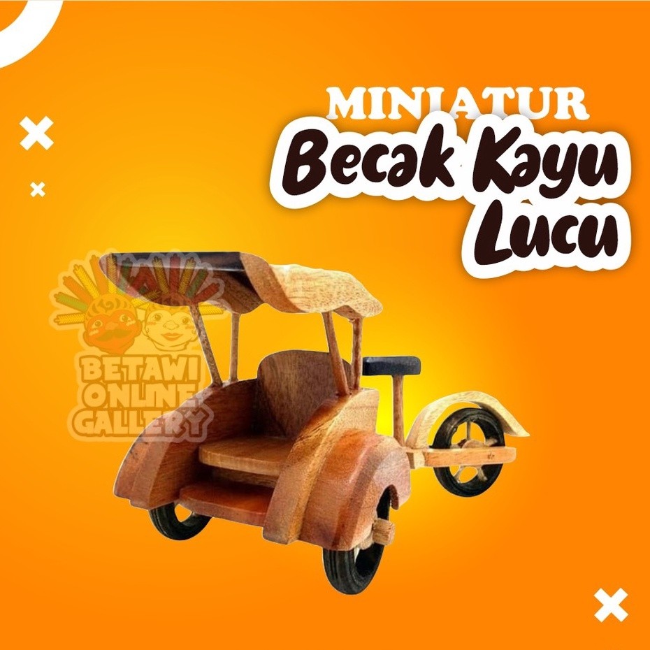 Miniatur Becak Kayu Kecil