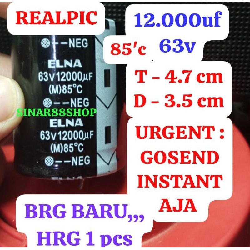 HRG 1pcs ISI FULL ORI 12000UF63V ELNA 12000UF 63V 12.000UF63V 12000mikro63v 12000mikro 12000mk63v 12