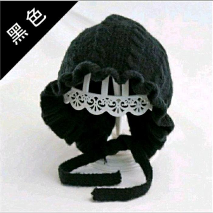 Kupluk Bonet Anak perempuan Bisa Bordir Nama / Topi Bayi Rajut Anak Free Bordir Nama - Hitam, Bordir