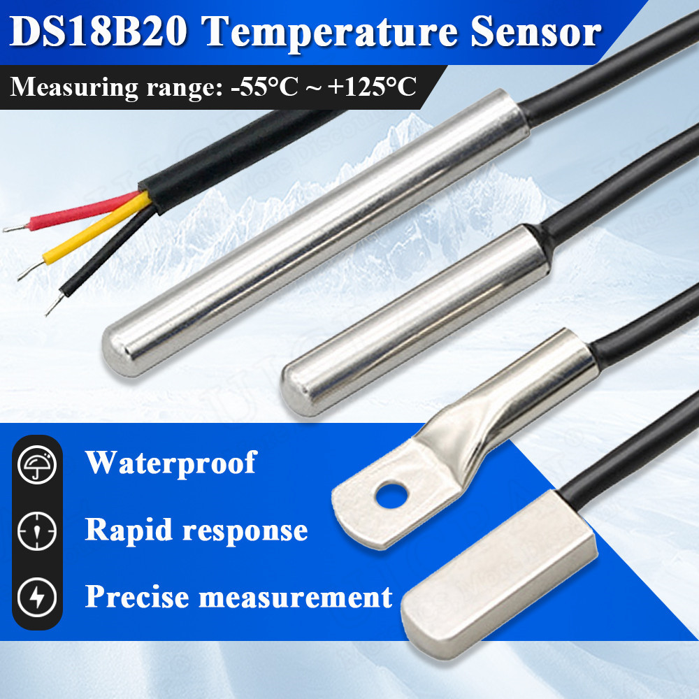 DS18B20 Sensor Suhu Probe 304 Stainless Steel 6*30MM OD 3.0MM Kabel Sensor Tahan Air Tahan Debu Panj