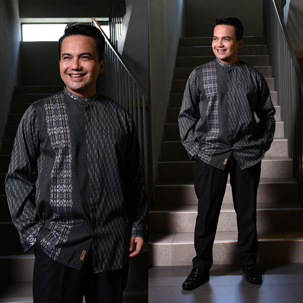 Al Bukhori X Al Zabbar - Kemeja Baju Koko Songket Ariq 13 Premium Pria Dewasa Bordir Lengan Panjang