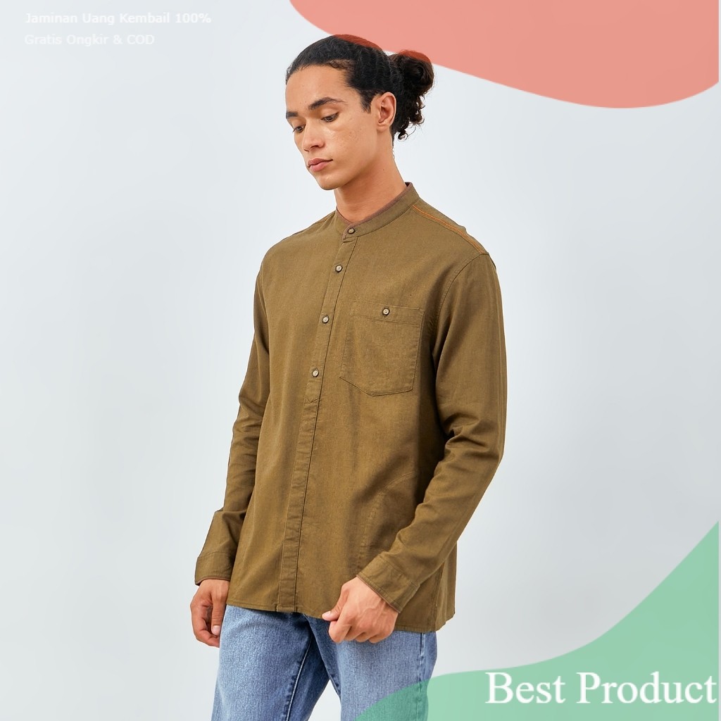 Emba Denim - Aurum One Kemeja Koko Pria Lengan Panjang Polos Regularpakaian pria lainnya