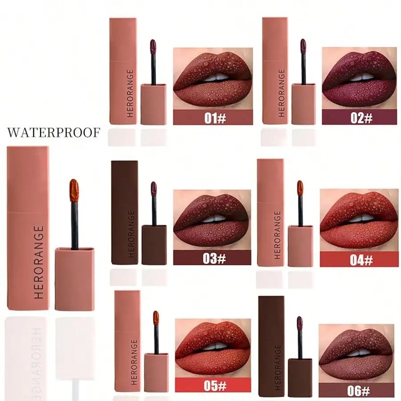 Herorange Velvet Matte Lip Mud - Lipstik Matte Tahan Lama, Tidak Luntur, Ramah untuk Pelajar