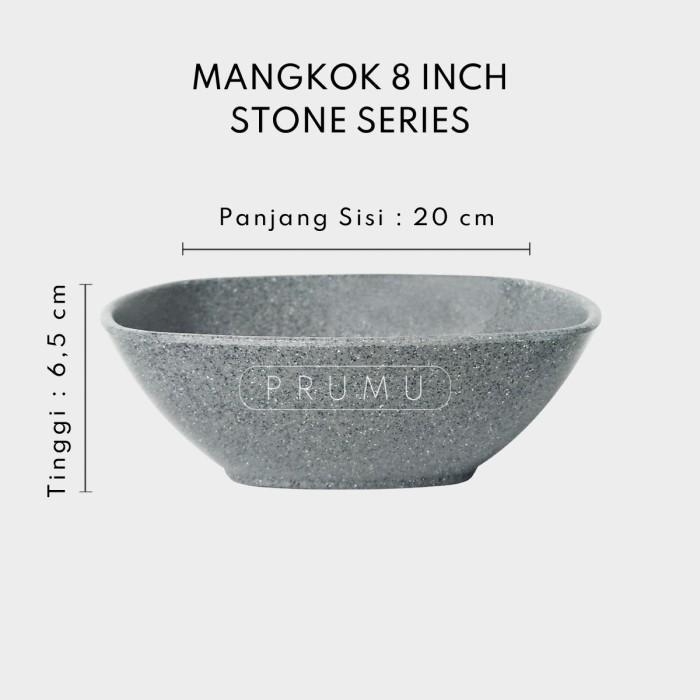 PRUMU Melamine Stone Mangkok Kotak 8 inch - Mangkok Besar - Mangkok Cafe Restoran Golden Dragon W640