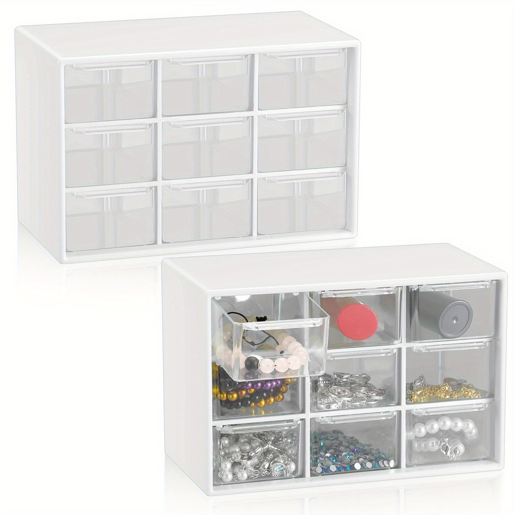1pc Mini Drawer Organizer Small Organizer With Drawers Plastic Desktop Storage Box With 9 Drawers De