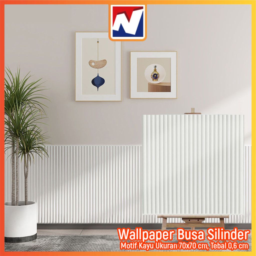 IN - Dinding Foam 3D Motif Kayu Silinder / Stiker Dinding Plafon Dekorasi Kamar 70x70CM A53