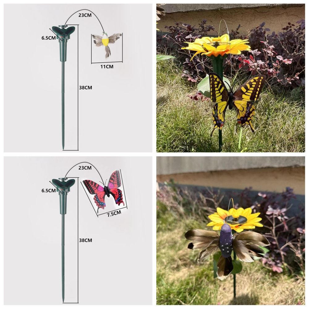 Power Vibration Solar Rotating Bird Toy Wobble Design Waterproof Solar Powered Flying Butterfly Stak