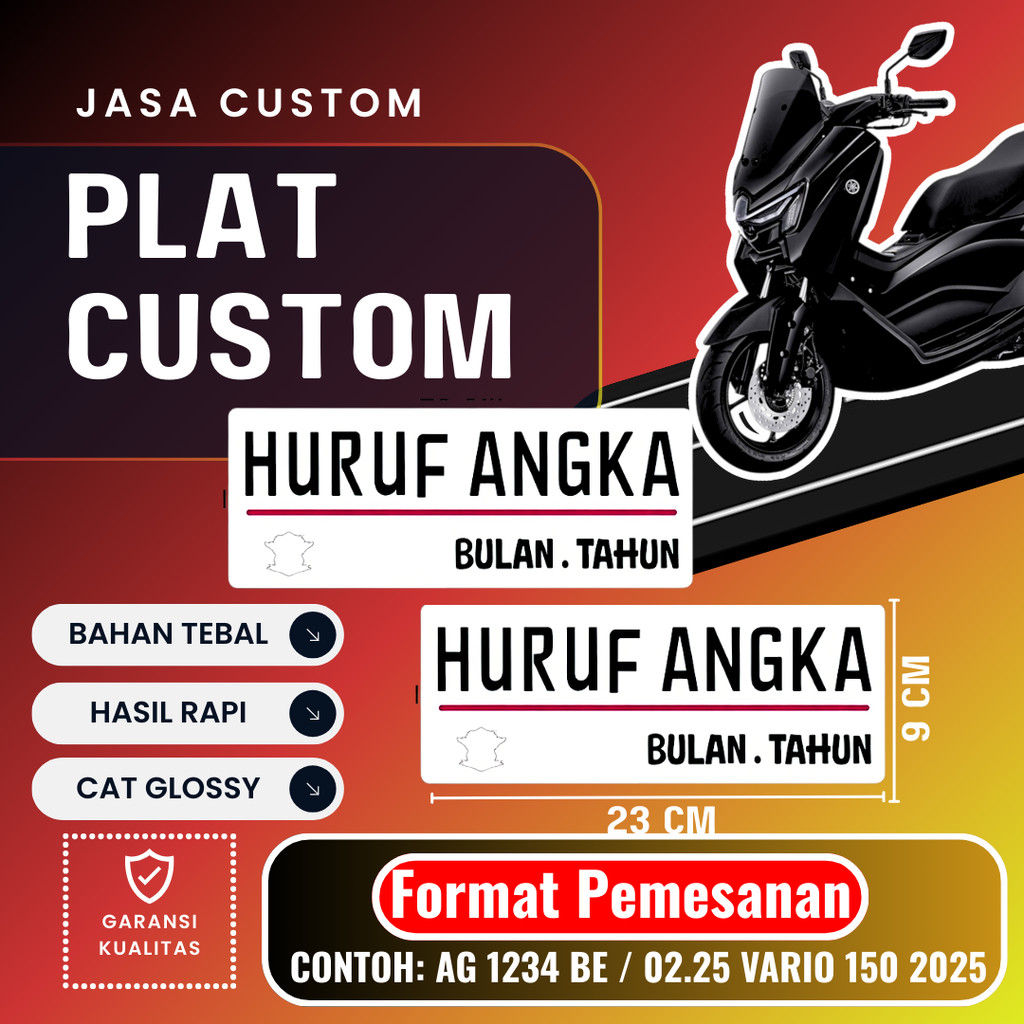 PLAT CUSTOM WARNA PUTIH PLAT CUSTOM SATU PASANG WARNA PUTIH PLAT CUSTOM BAUT TANAM