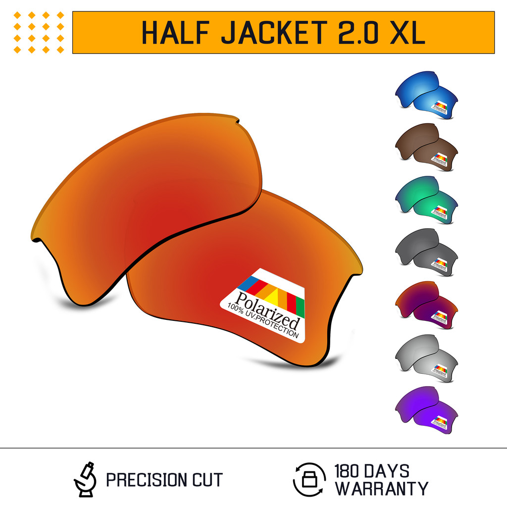 Bwake Polarized Replacement Lenses for-Oakley Half Jacket 2.0 XL OO9154 Sunglasses Frame - Multiple 