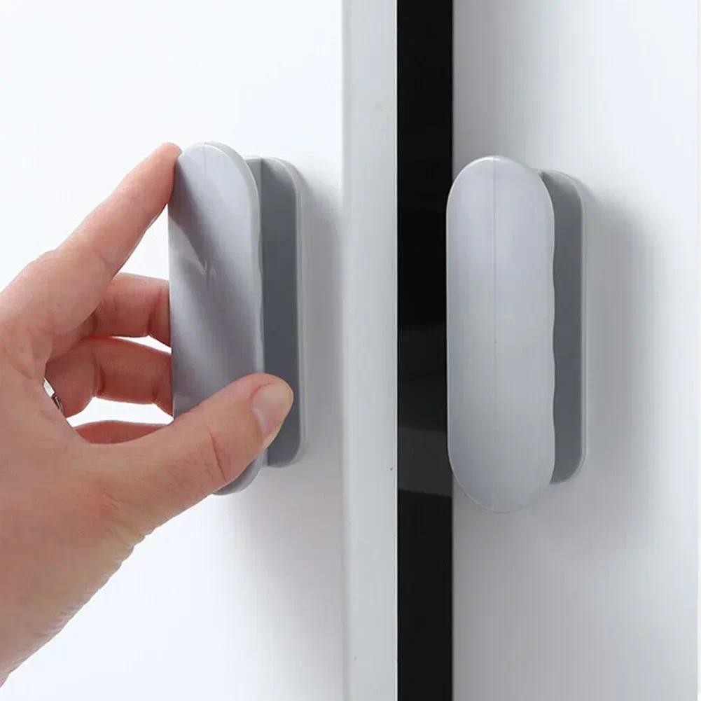 2 Buah Gagang Pintu Geser, Kenop Furnitur, Perekat Sendiri, Serbaguna, Plastik, Gagang Lemari, Gagan