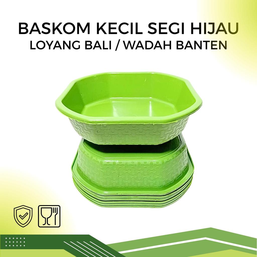2 LUSIN (24 PCS) BASKOM KECIL SEGI MOTIF BAMBU SERIES HIJAU - LOYANG BALI UK 17 - WADAH BANTEN PLAST