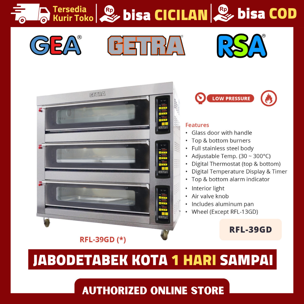OVEN GETRA 3 DECK 9 TRAY RFL 39GD PEMANGGANG ROTI KUE GARANSI RESMI