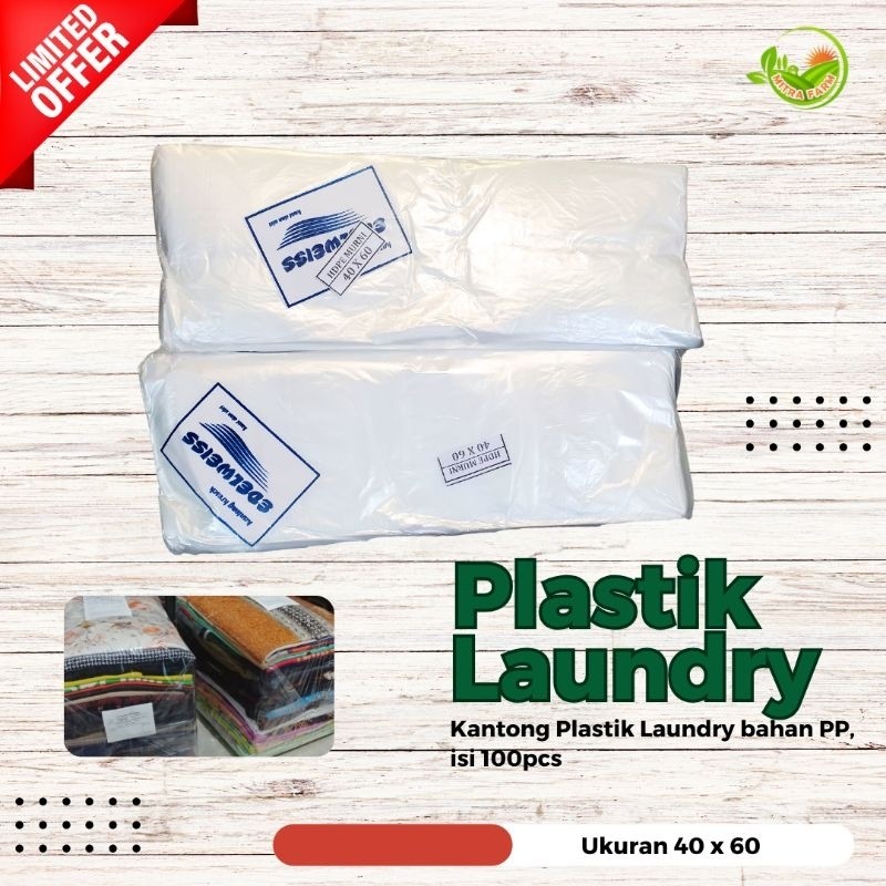 Kantong plastik laundry/Plastik laundry transparan/plastik sprei besar ISI 100 PCS / Kantong loundry