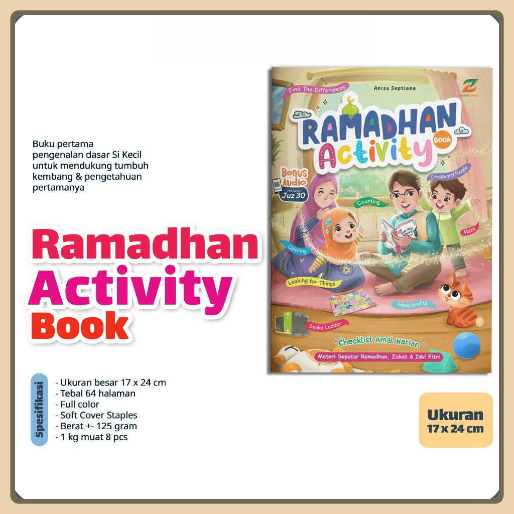 Ziyadbooks - Buku Aktivitas Ramadhan Anak - Ramadhan Activity Book - Buku Kegiatan Ramadhan TPQ, SD,