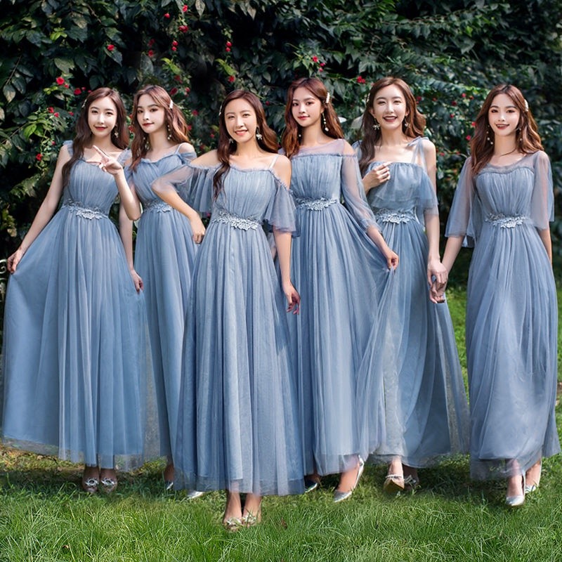 Gaun Pengiring Pengantin Wanita Baru Versi Korea Panjang Peri Temperamen Sister Group Pacar Gaun Pen