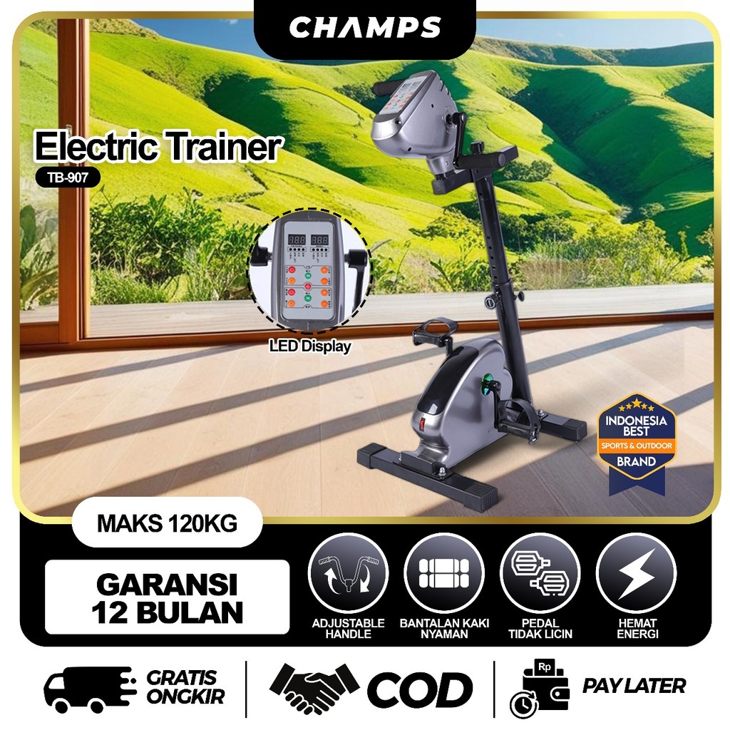 CHAMPS TB-907 Sepeda Statis Fitness Sepeda Statis Untuk Terapi Alat Terapi Stroke