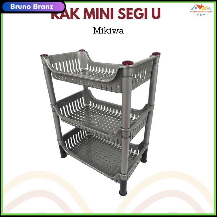 termurah Rak Plastik Mini Segi U Susun 3 / Rak Susun 3 Plastik / Rak Plastik - Silver