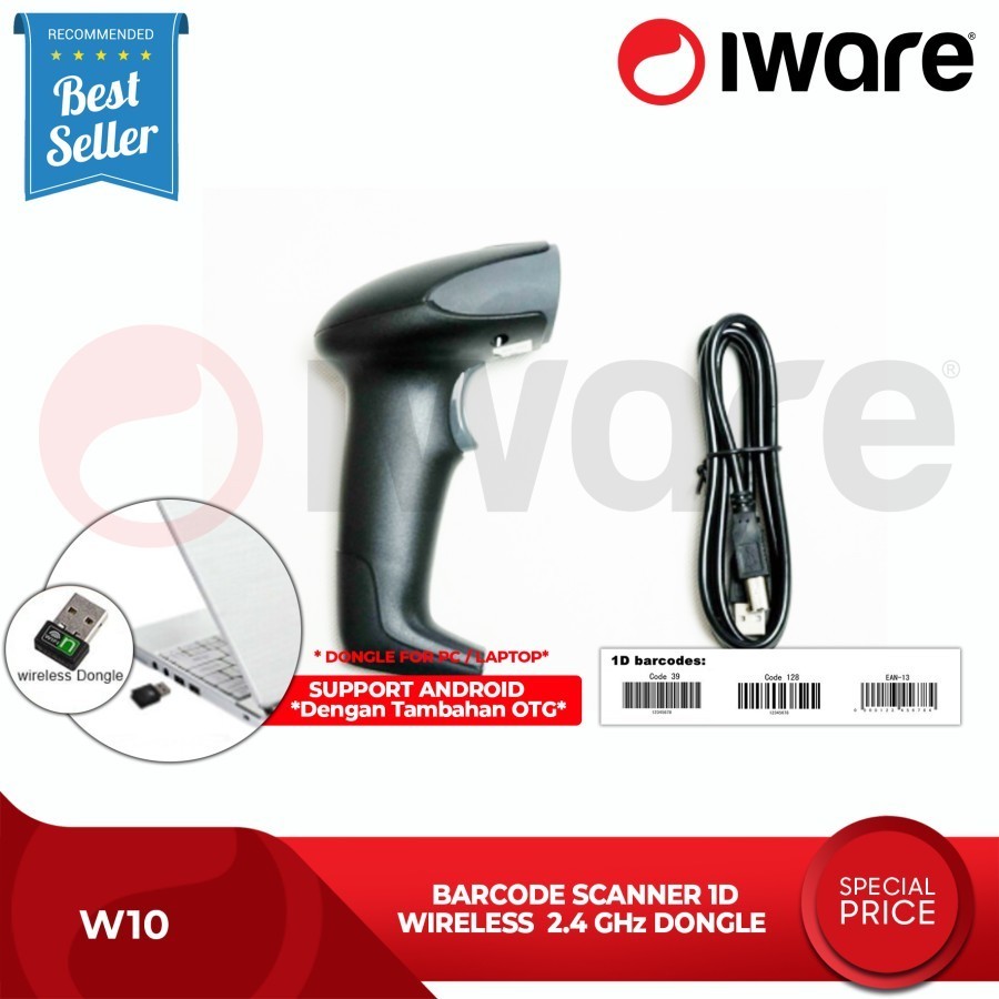 Iware Barcode Scanner Iware Barcode Scanner ULT-W10 -1D/W20 2D Wireless USB