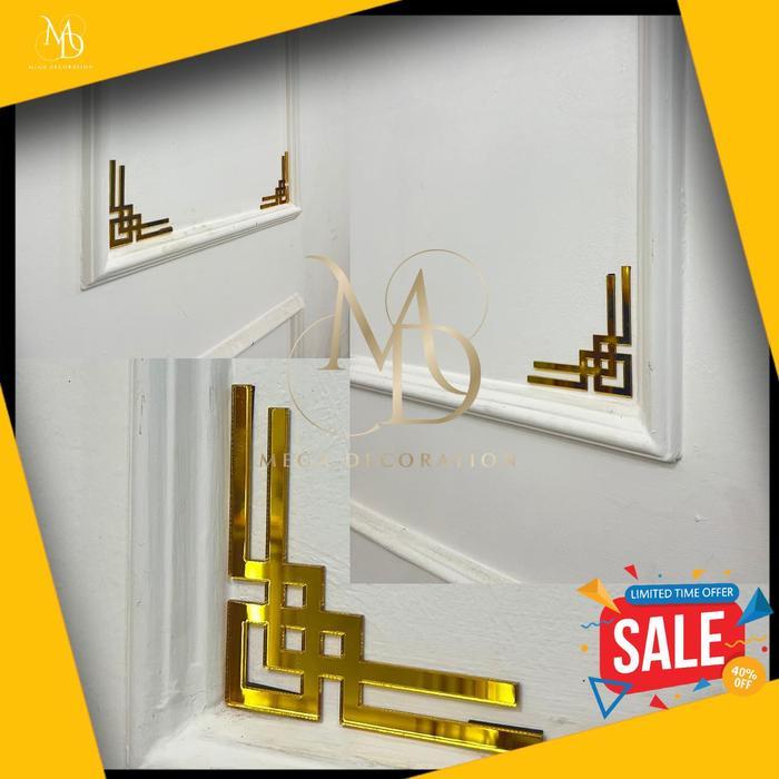 Mega decoration List gold dekorasi moulding  gold miror/moulding  dekorasi dinding Wallpaper - 4 pcs