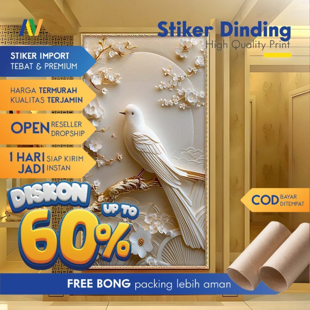 Stiker Dinding Bunga 3D Premium Dekorasi Dinding Aesthetic Bikin Kamar Lebih Cantik Hidup & Estetik 