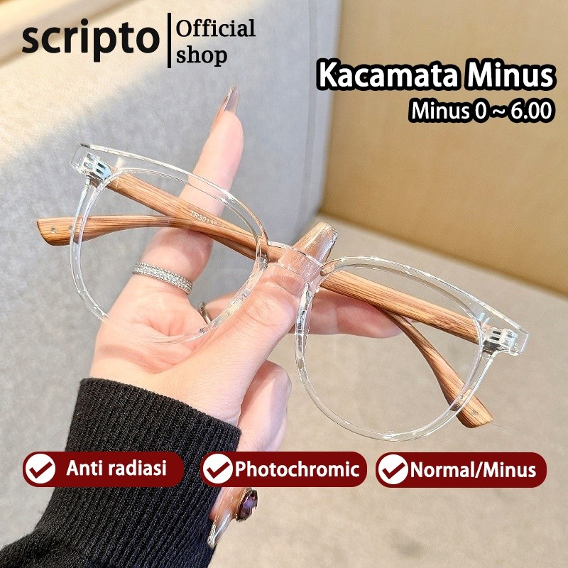 Scripto Kacamata Minus -1/-1.5/-2/-2.5/-3/-3.5/-4/-4.5/-5/-5.5/-6 Anti Radiasi Blueray Wanita Pria B