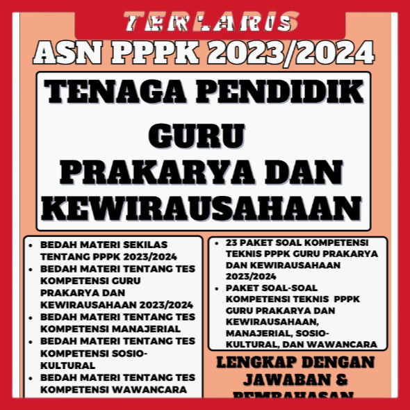 YAKIN TEMBUS ASN PPPK 2023/2024 TENAGA PENDDIK GURU PRAKARYA DAN KEWIRAUSAHAAN IDO254 Garda Seleksi 