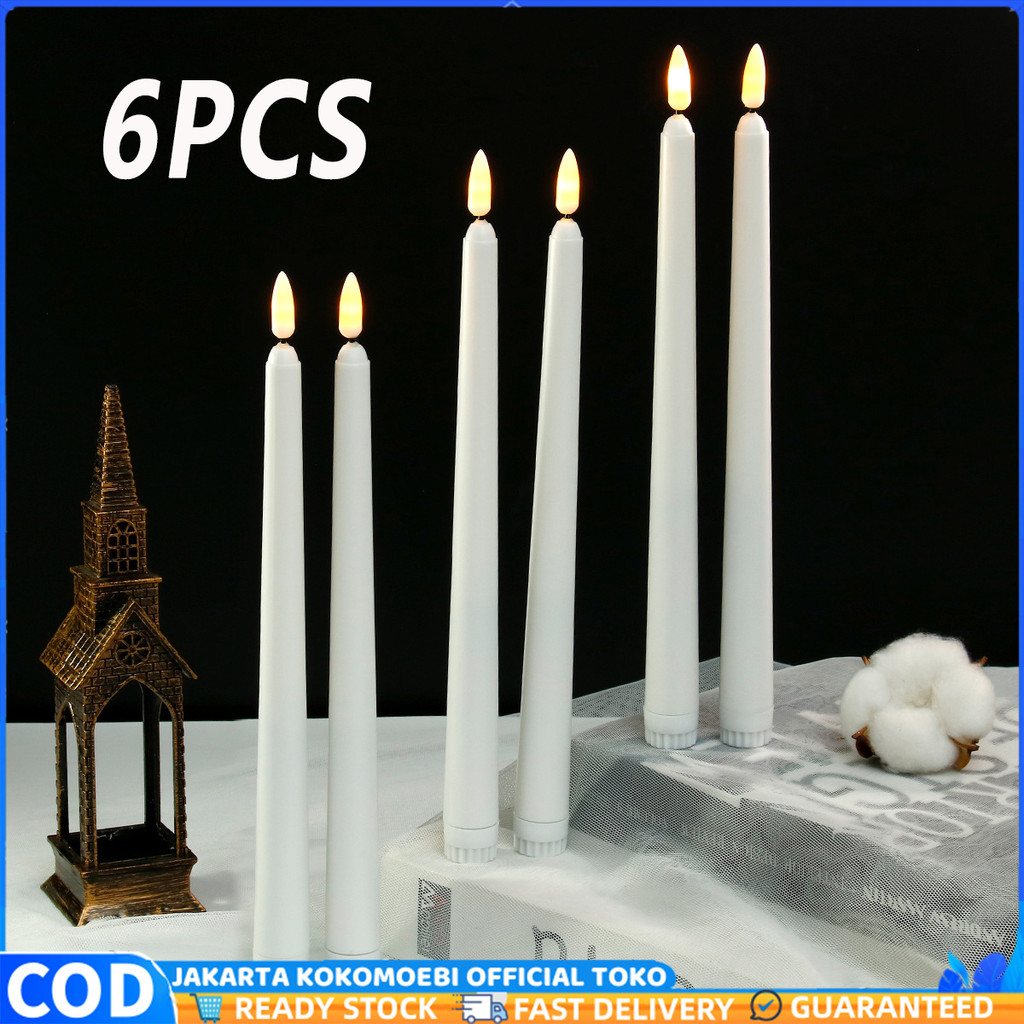 6PCS Lampu Lilin Led / Lilin LED / Lilin Baterai Panjang / Lampu Elektrik Lilin / Lilin Lampu / Deko