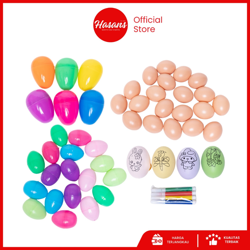 Hasans / Telur Mainan Anak Anak / Telur Plastik Warna / Telur Ayam Mainan / Telur Paskah  / Telur Ay