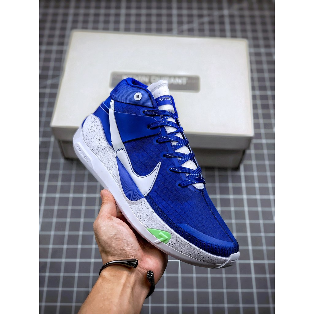 N1K3 Zoom KD 13 Sepatu basket praktis bantalan Durant generasi ke 13 berwarna biru dan putih